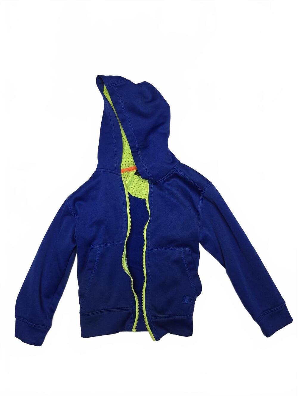 Starter Royal Blue Full-Zip Active Hoodie Neon Lining Kids Size XS 4-5